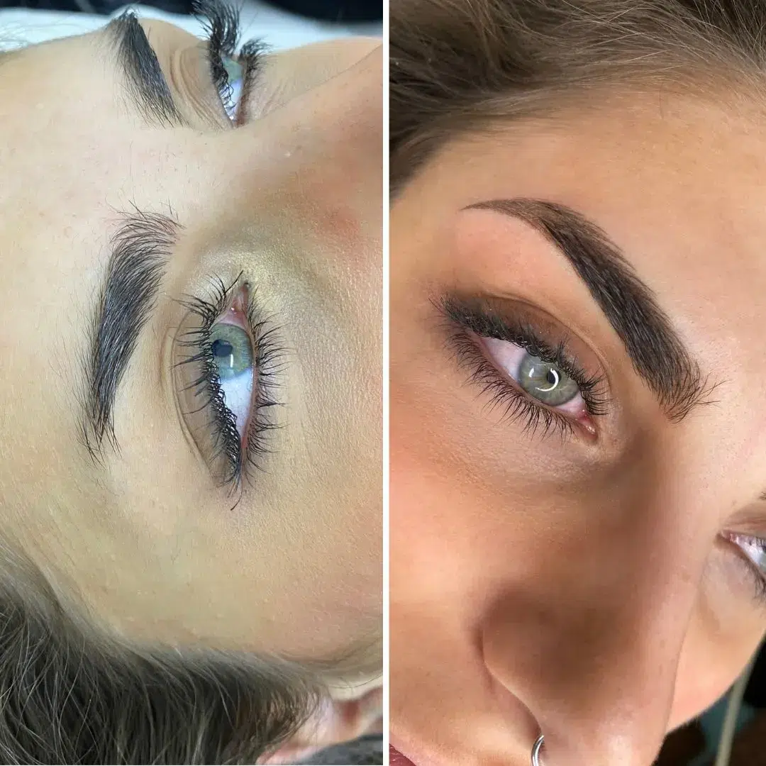 Microblading antes y después realizado por Katherine Brito.