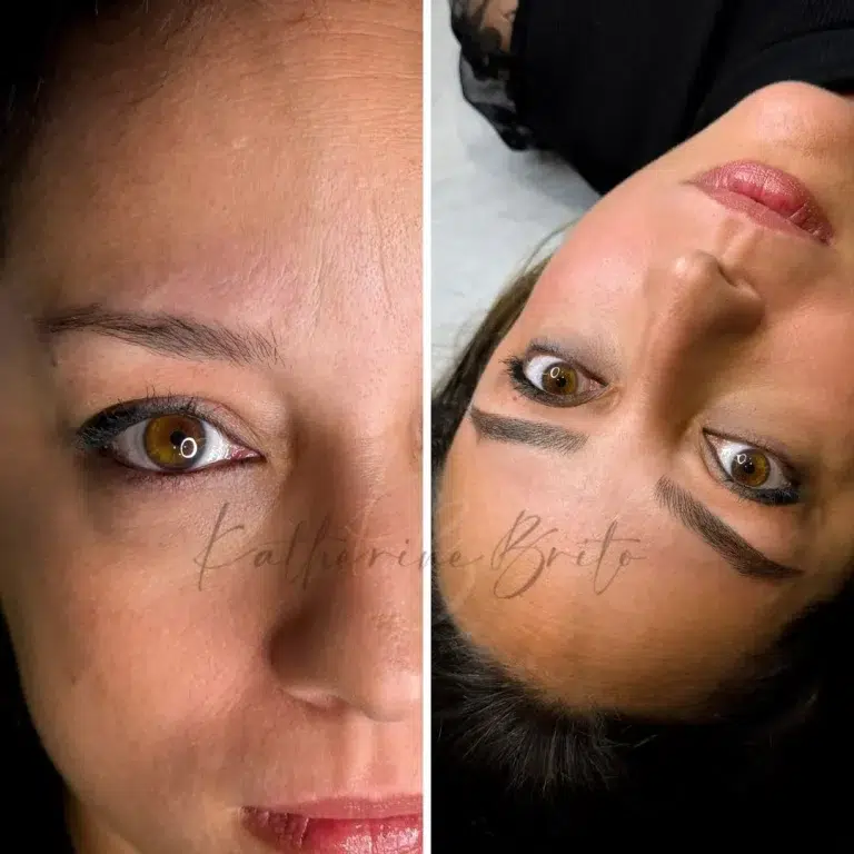Resultado de microblading Barcelona antes y después con cejas más simétricas